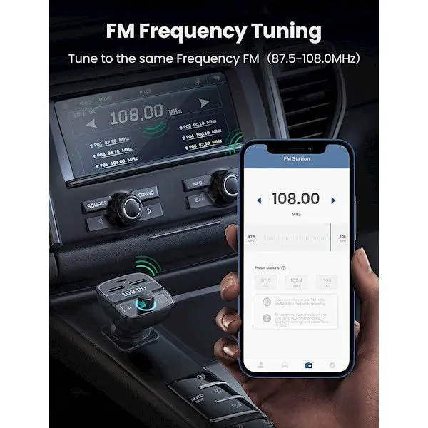 UGREEN CD229 Bluetooth Car Charger BT5.0, PD, QC3.0, USB Flash Drive, TF, Black (80910)