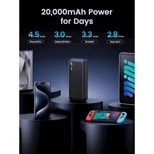 UGREEN, PB312(25683), Power Bank, 2000mAh, USB Type-C Two-way, Black