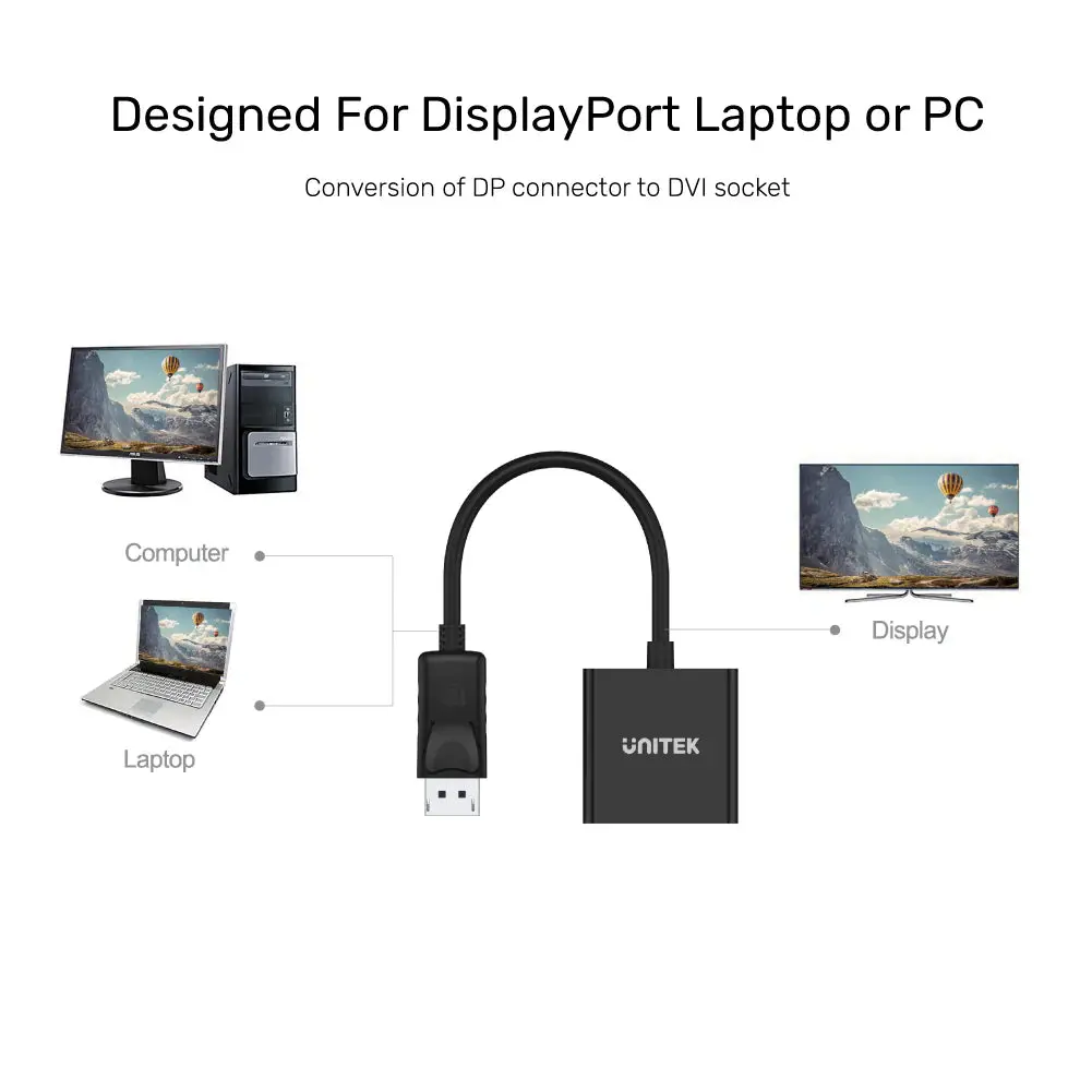 Y-5118AA, Unitek DisplayPort to DVI Female Adapter