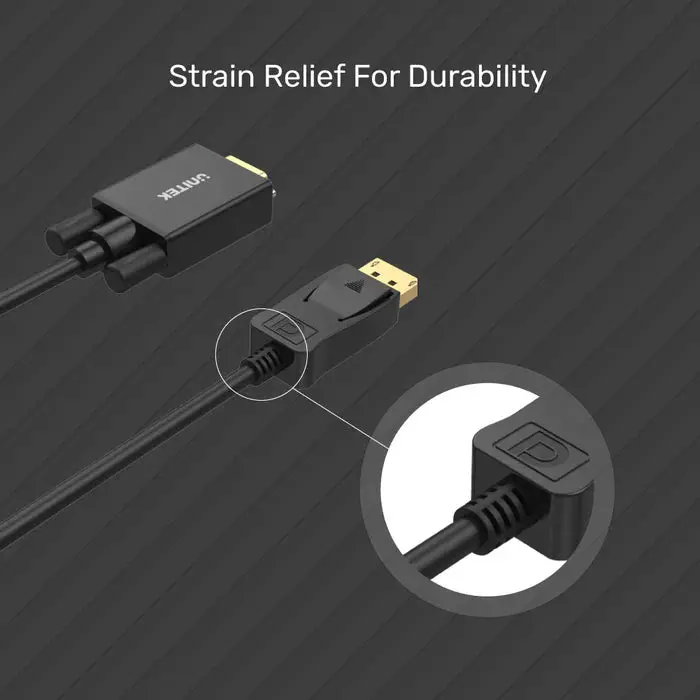 Y-5118F, Unitek 1.8m Display Port Male to VGA Male Adapter