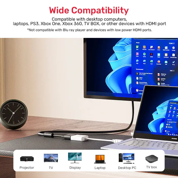 Unitek Y-6333C01 HDMI to VGA Adapter, Without Audio, Without Power Port, White