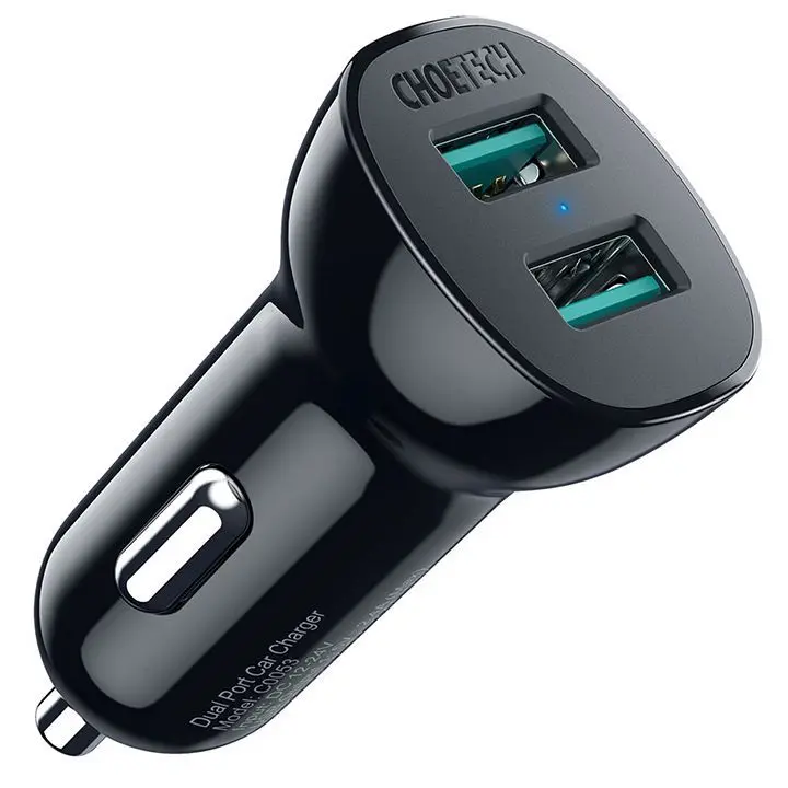 C0051-V5, (BK) Choetech 36W QC 3.0 Dual USB-A Car Charger