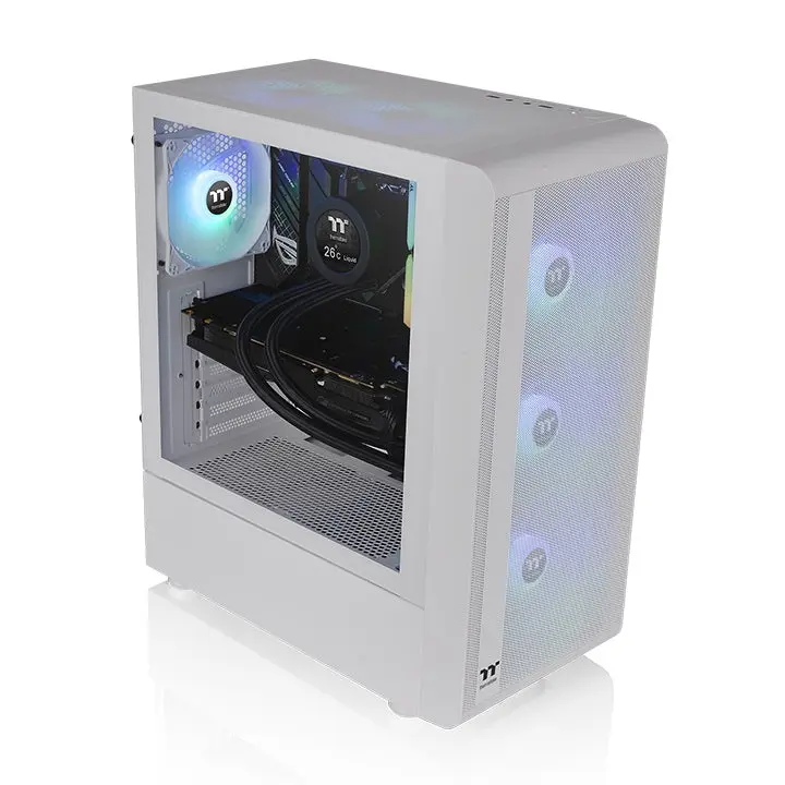 Thermaltake, S200 TG ARGB Snow Mid Tower Chassis Case White