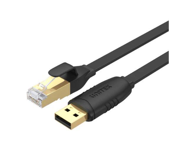 Unitek Y-SP02001B Cable, USB 2.0 to RJ45 Console Rollover Flat Cable