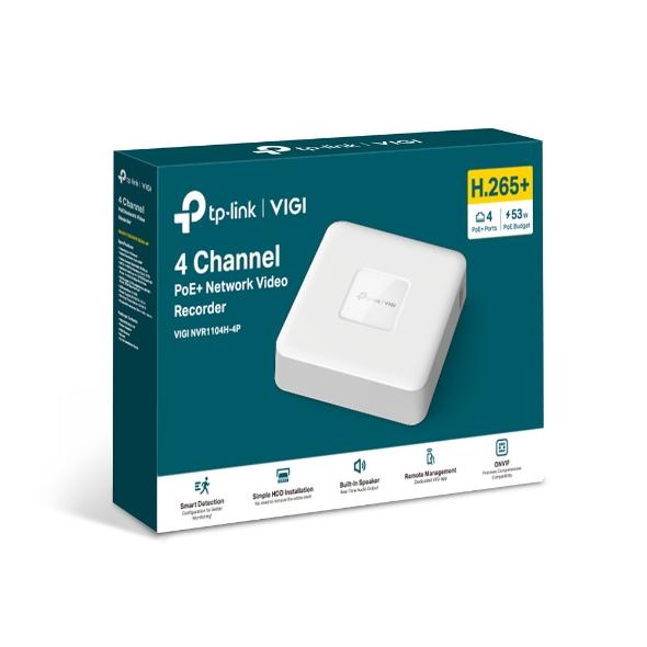 VIGI NVR1104H-4P, TPLINK, Video Recorder, 4 Channel 4K PoE H.265+,1×SATA HDD (up to 10 TB), HDMI/VGA Output
