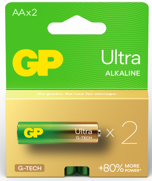GP GPPCA15AU719 Battery, AAx2, 1.5V, Ultra Alkaline