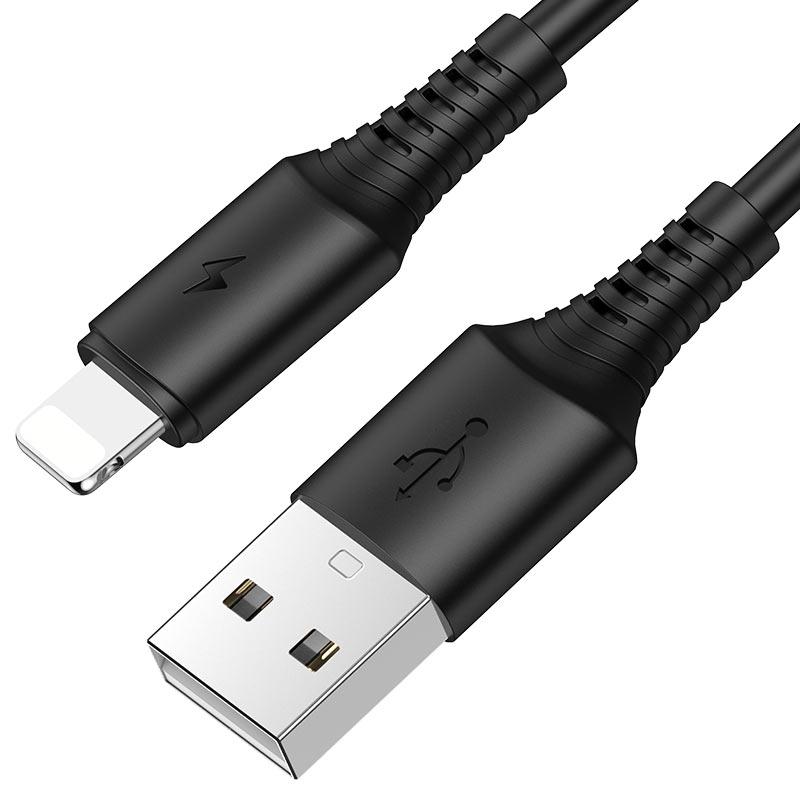 KD-USB3010BK, Kingda fast charging cable,1m USB to Litning - with nylon brading, high quality, black