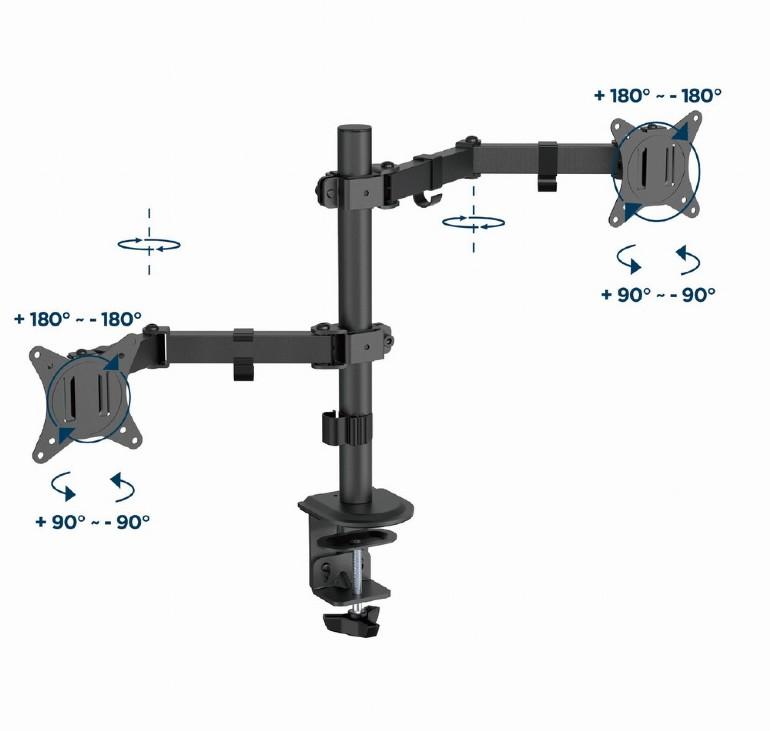Gembird MA-D2-03 double monitor arm, 17”-32” 8716309128155