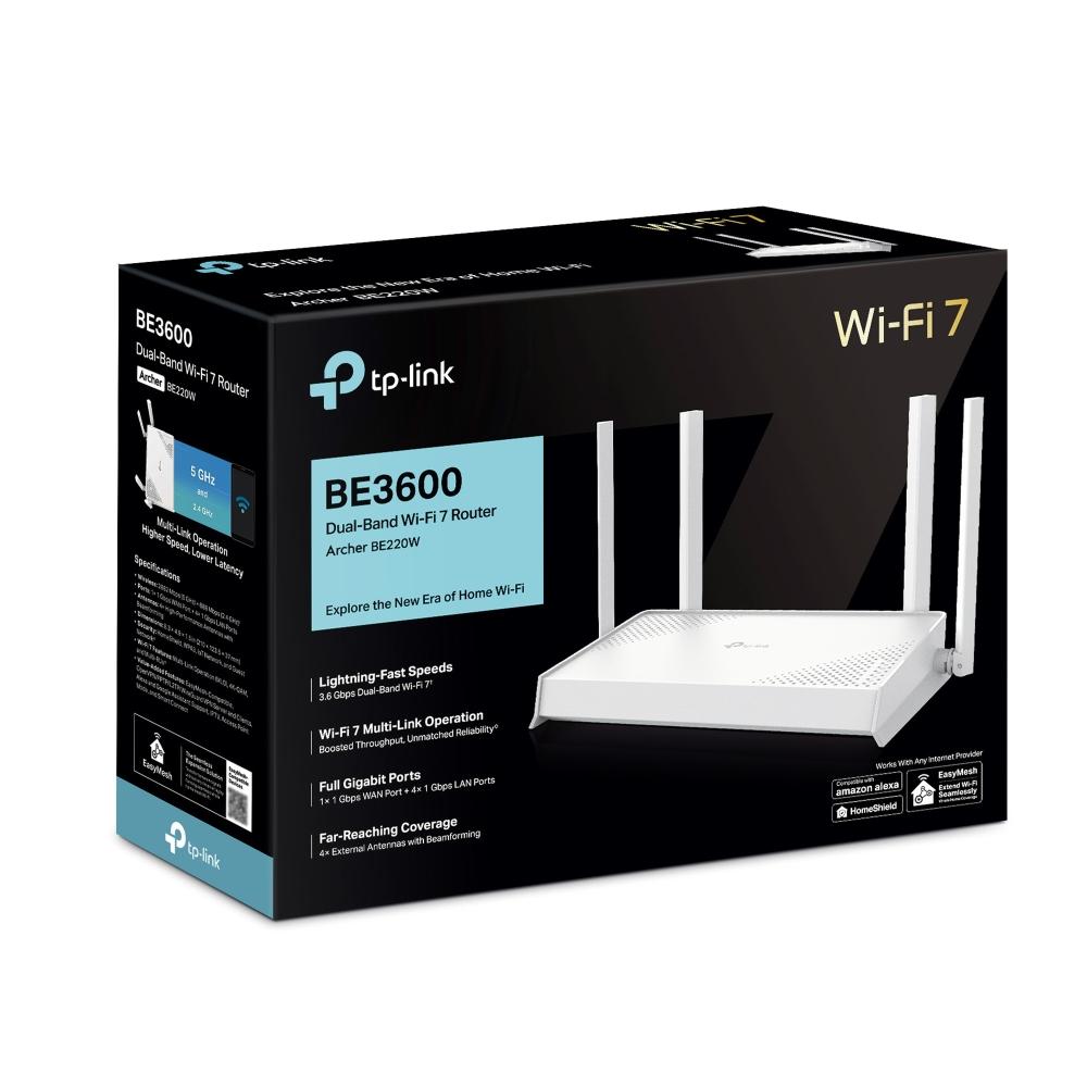 TP-Link Archer BE220W, BE3600 Dual-Band Wi-Fi 7 Router
