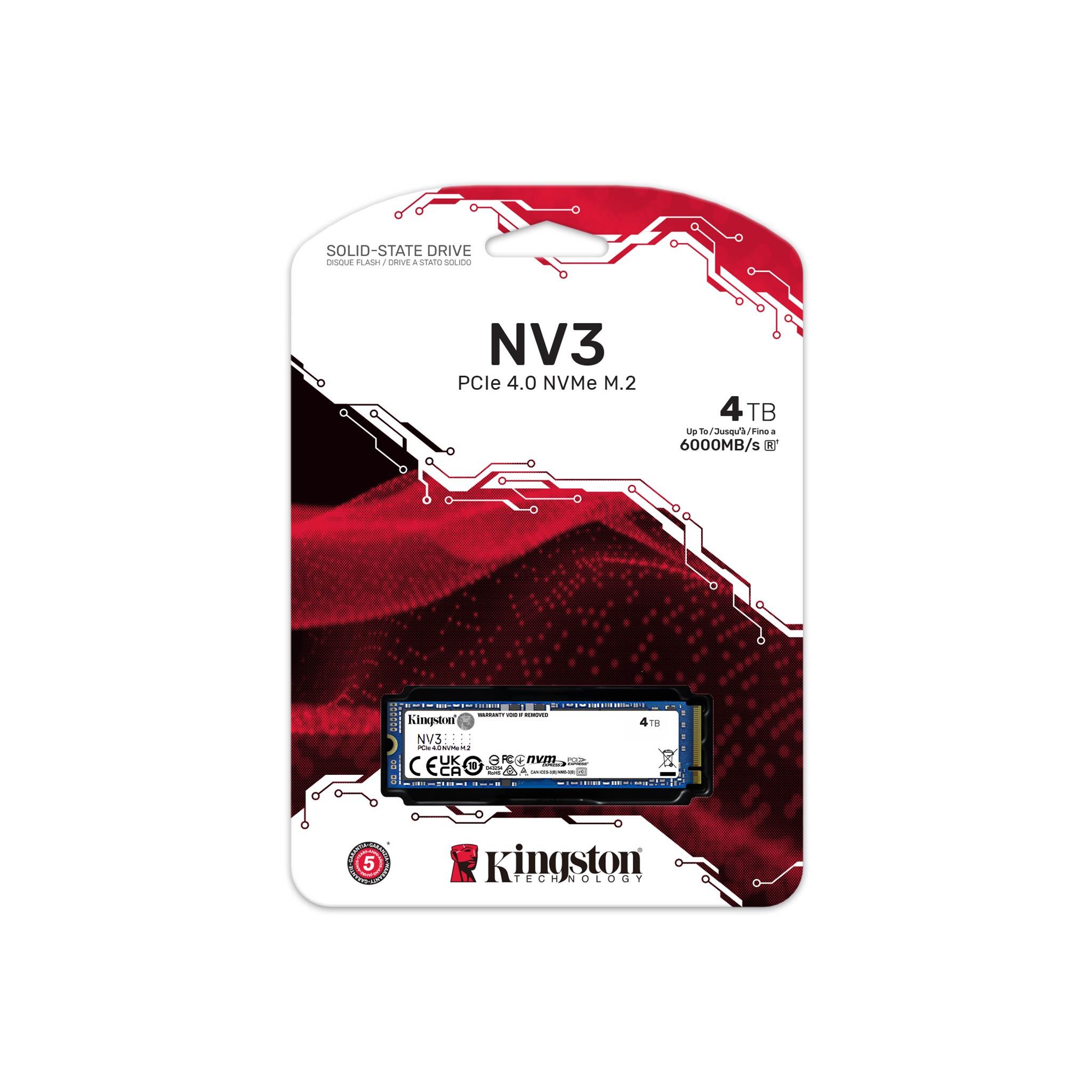 Kingston NV3 PCIe 4.0 NVMe SSD, 4000GB, 2280 PCIe