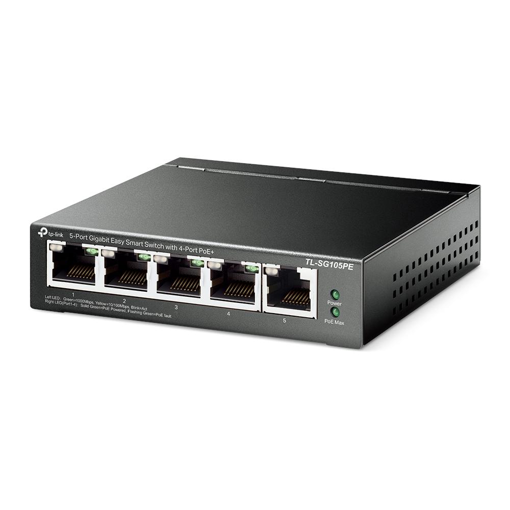 TP-Link TL-SG105PE, 5-Port Gigabit Easy Smart Switch with 4-Port PoE+