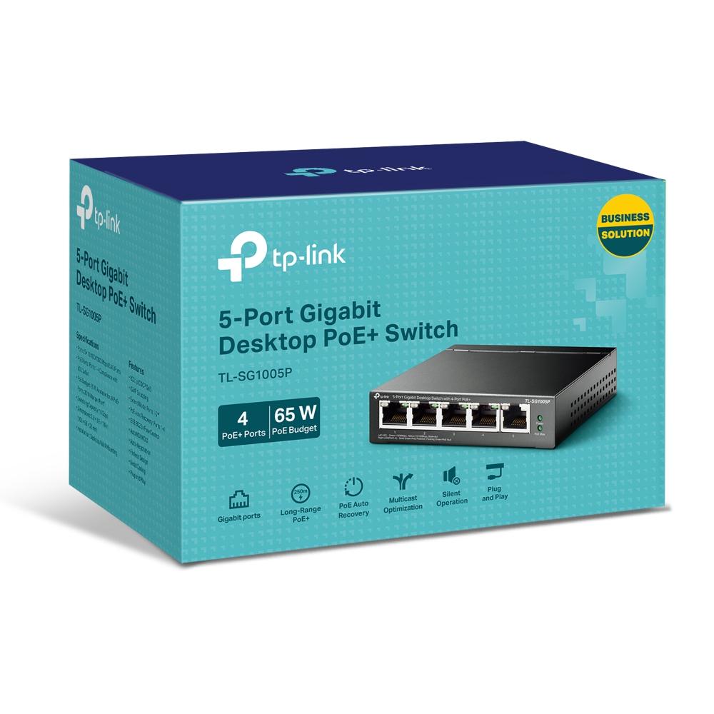 TP-Link TL-SG1005P, 5-Port Gigabit Desktop Switch with 4-Port PoE