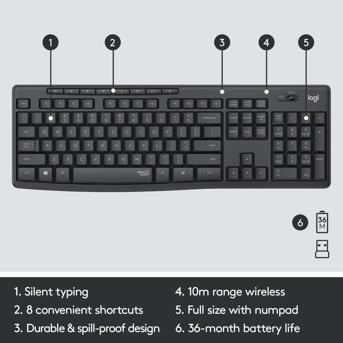 logitech, MK295, Keyboard + Mouse (EN) (Combo) Black