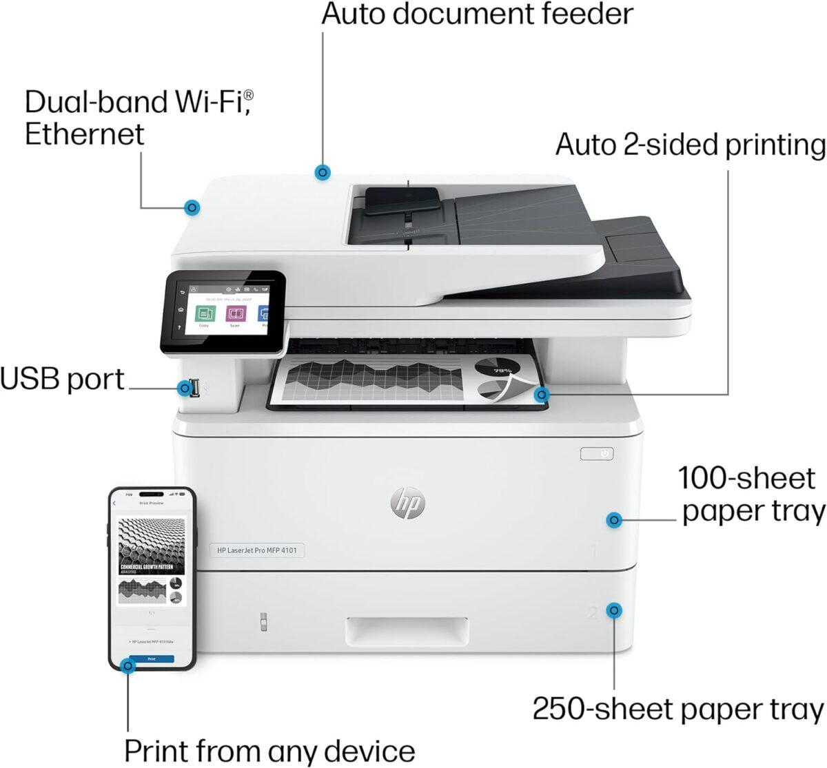 HP LaserJet Pro MFP 4103fdw Printer
