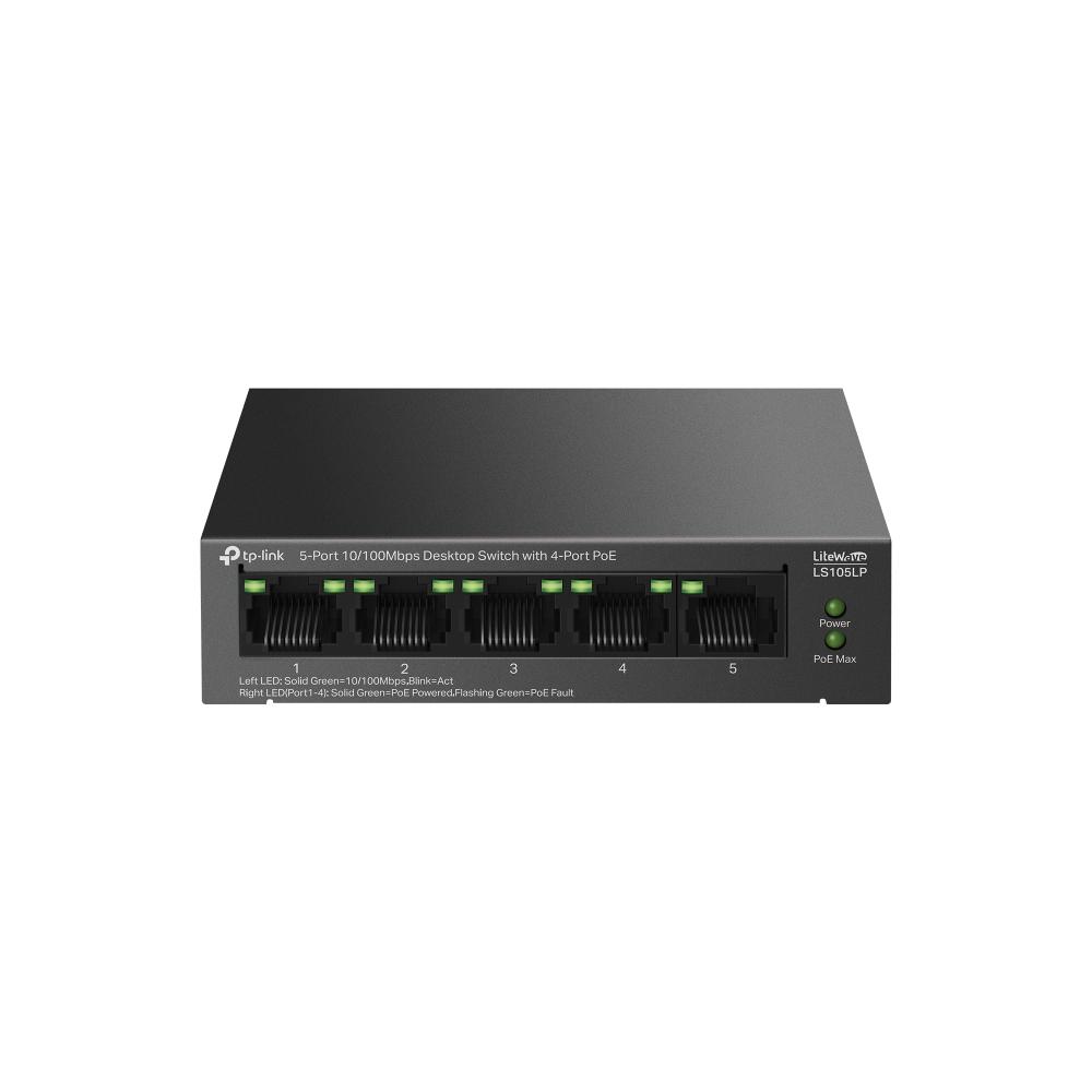TP-Link LS105LP, 5-Port 10/100Mbps Desktop Switch with 4-Port PoE+