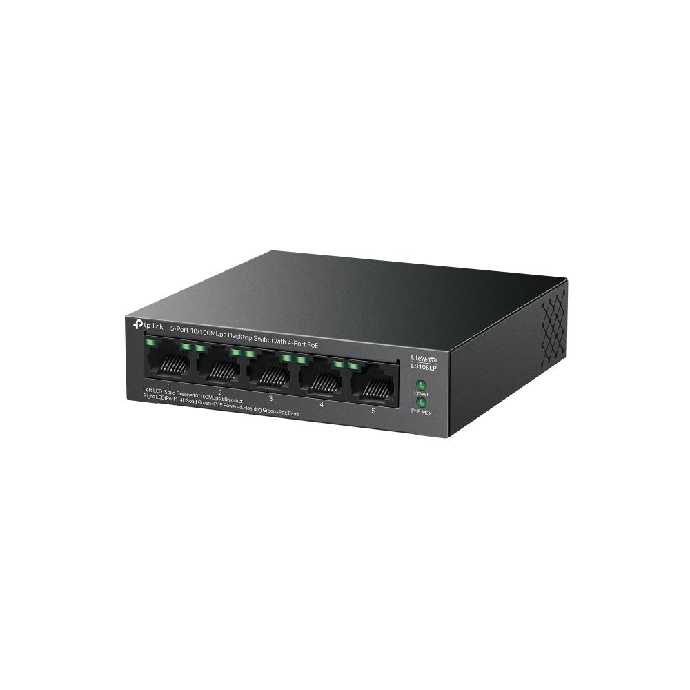 TP-Link LS105LP, 5-Port 10/100Mbps Desktop Switch with 4-Port PoE+