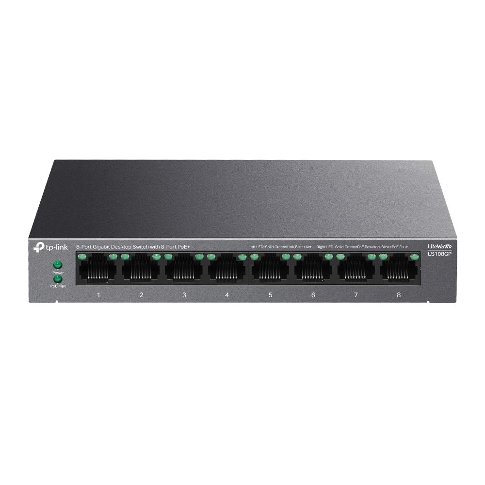 TP-Link LS108GP, 8-Port Gigabit Desktop Switch with 8-Port PoE+