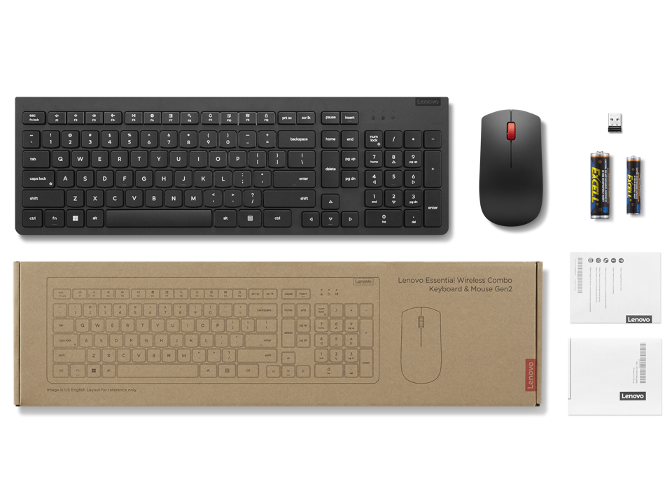 Lenovo, Essential, Keyboard + Mouse Gen2 (Combo) Black