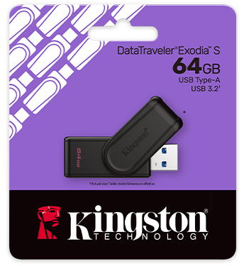 Kingston DTXS/64GB, USB 3.2, Type-A Gen1 DT Exodia S, Black