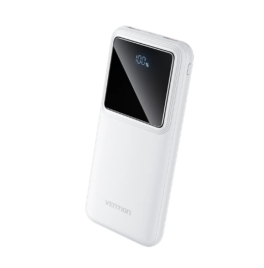 Vention FHKW0 Power Bank, 10000mAh, 22.5W, (Micro-USB + USB-C + USB-A + USB-A) White LED Display Type