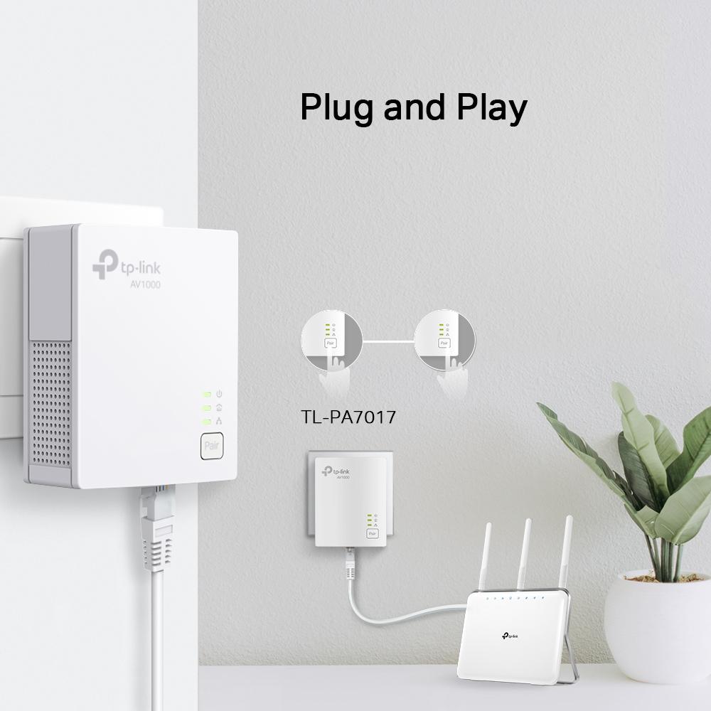 TP-Link TL-PA7017 KIT, AV1000 Gigabit Powerline Starter Kit