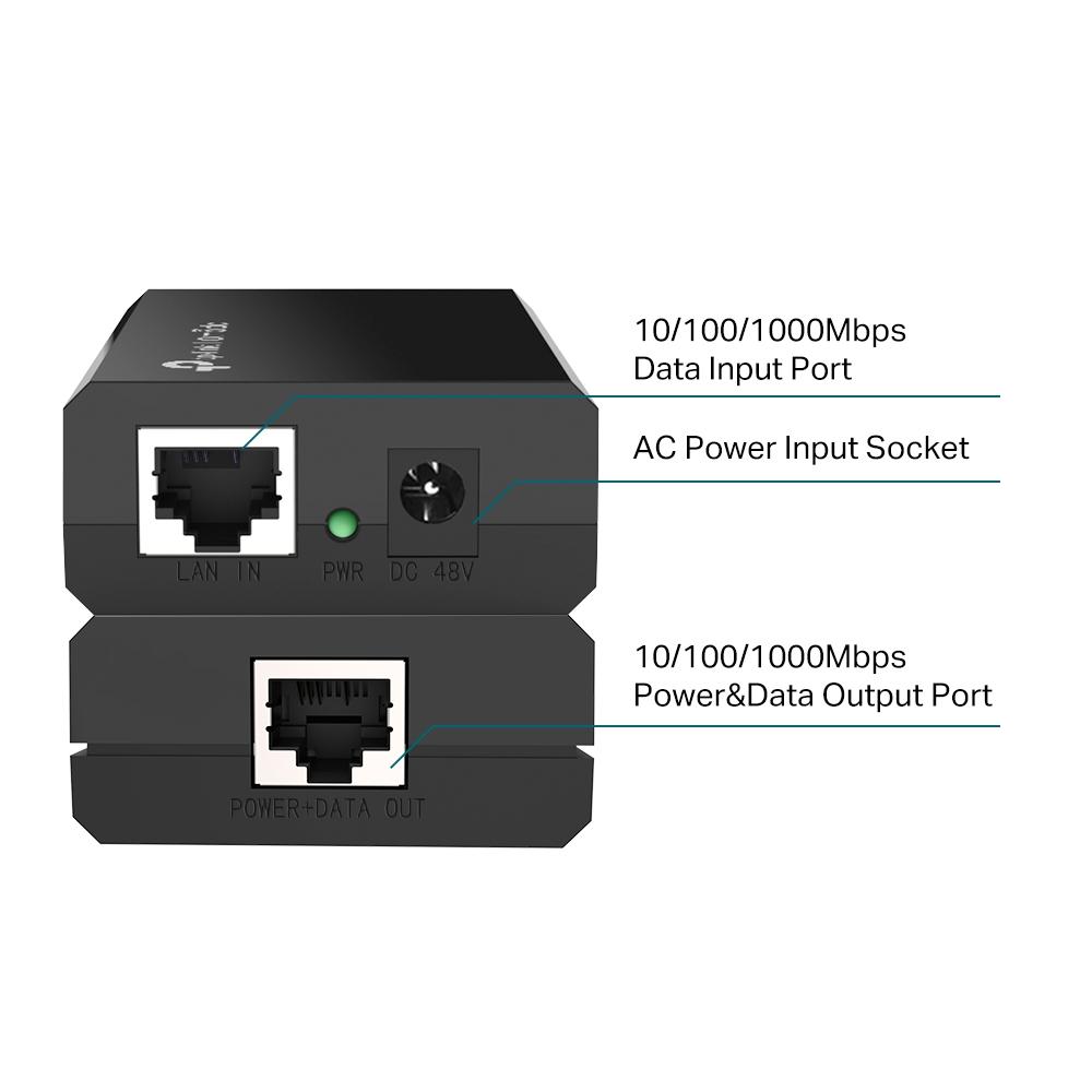 TP-Link TL-PoE150S, Single port PoE supplier Adapter, IEEE 802.3af compliant, 48v