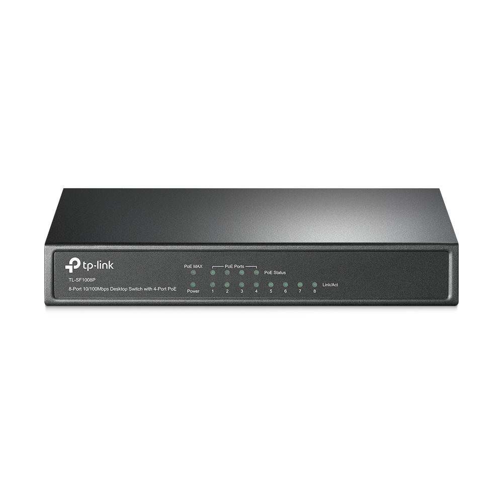 TP-Link TL-SF1008P, 8-port 10/100M Desktop Switch, 4 PoE 10/100M RJ45 ports, Plastic case