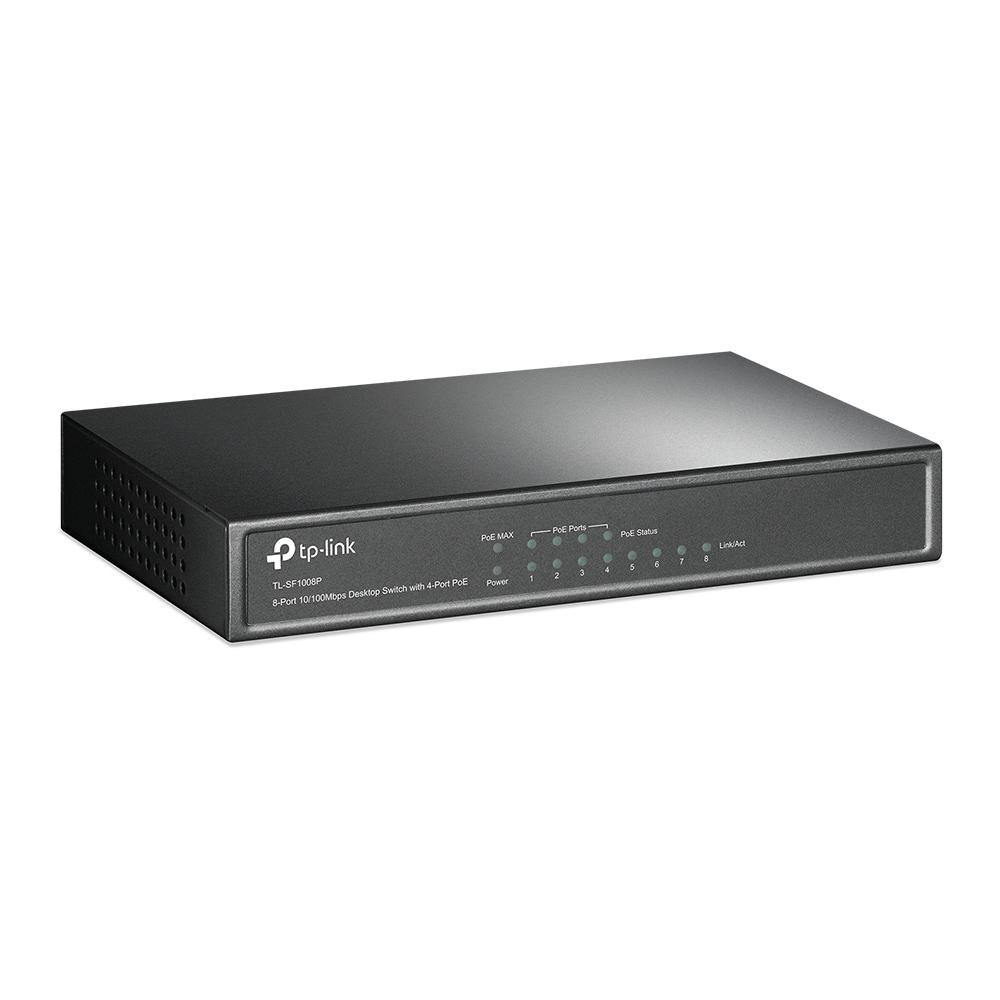 TP-Link TL-SF1008P, 8-port 10/100M Desktop Switch, 4 PoE 10/100M RJ45 ports, Plastic case