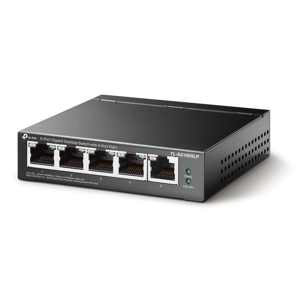 TP-Link TL-SG1005LP Switch, 5-Port Gigabit Desktop Switch with 4-Port PoE+