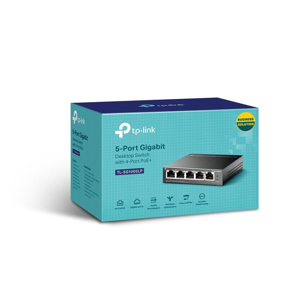 TP-Link TL-SG1005LP Switch, 5-Port Gigabit Desktop Switch with 4-Port PoE+