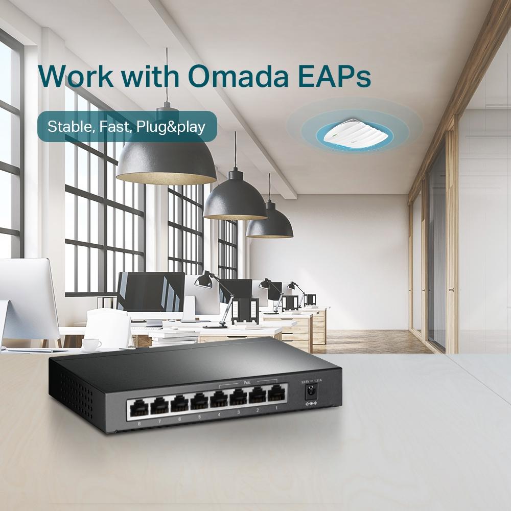 TP-Link, TL-SG1008P, 8-Port Gigabit Desktop Switch with 4-Port PoE