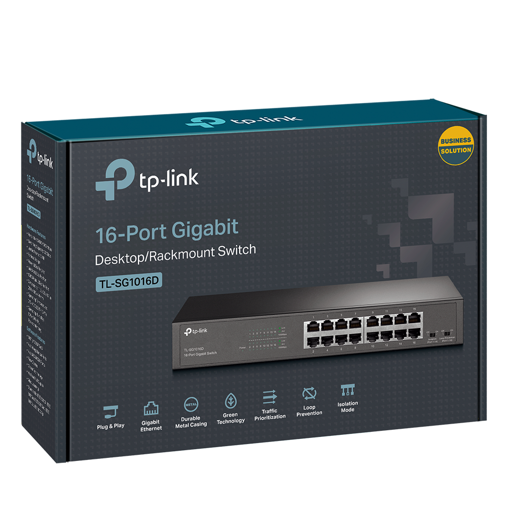 TP-Link TL-SG1016D, 16-port Gigabit Switch, 16 10/1000, Desktop/Rackmount switch