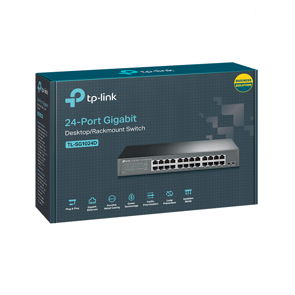 TP-Link TL-SG1024D, 24-port Gigabit Switch, 24 10/100/1000M RJ45 ports, metal case