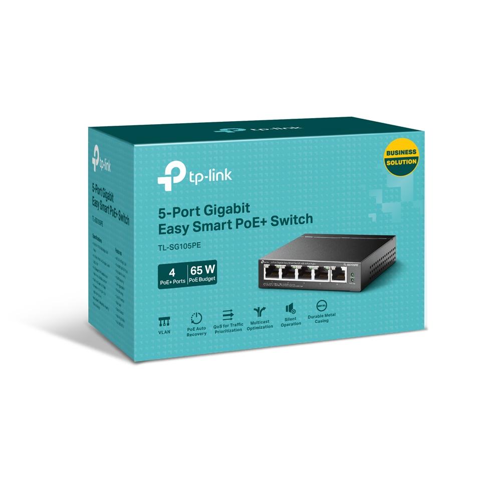 TP-Link TL-SG105PE, 5-Port Gigabit Easy Smart Switch with 4-Port PoE+