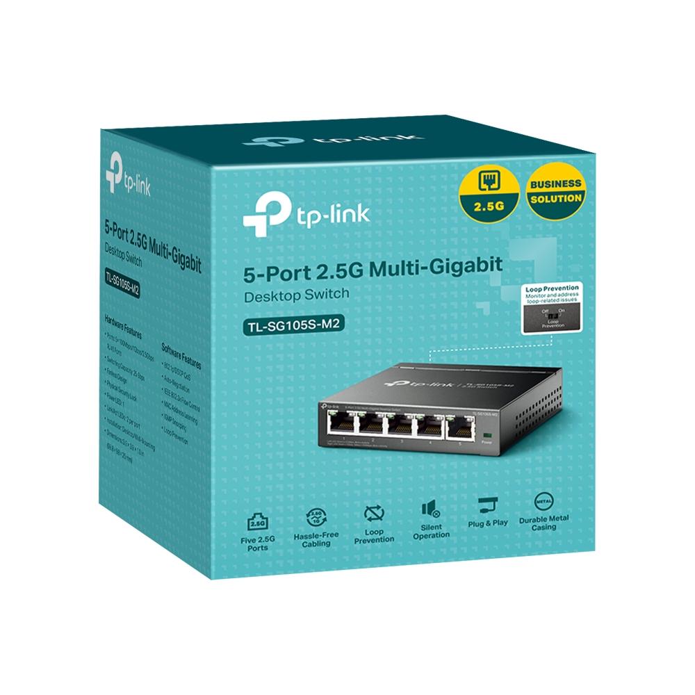 TP-Link TL-SG105S-M2 Switch, 5-Port 2.5G Multi-Gigabit Desktop Switch