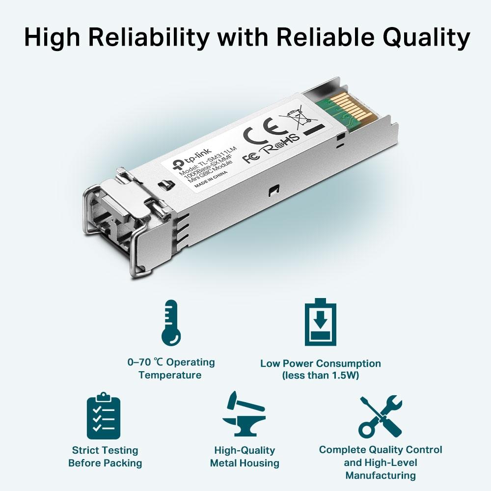 TP-Link TL-SM311LM, Gigabit SFP module, Multi-mode, MiniGBIC, LC interface, Up to 550/275m distance