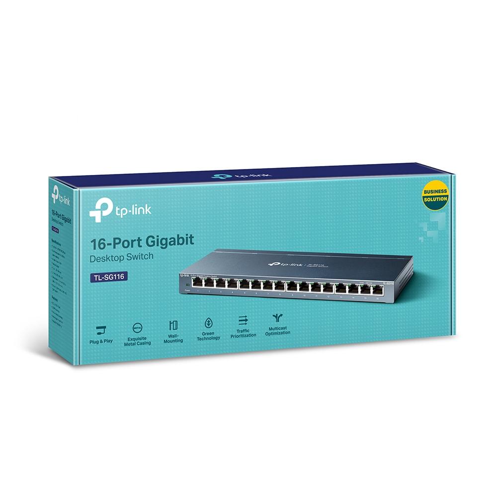 TP-Link TL-SG116 Switch, 16-Port Gigabit Desktop Switch, 16 10/100/1000Mbps