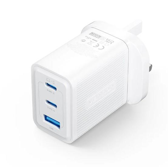 Vention FERW0-EU 3-Port Power Supply, 3-Port USB (C + C + A) GaN Charger (65W/65W/30W) EU-Plug White
