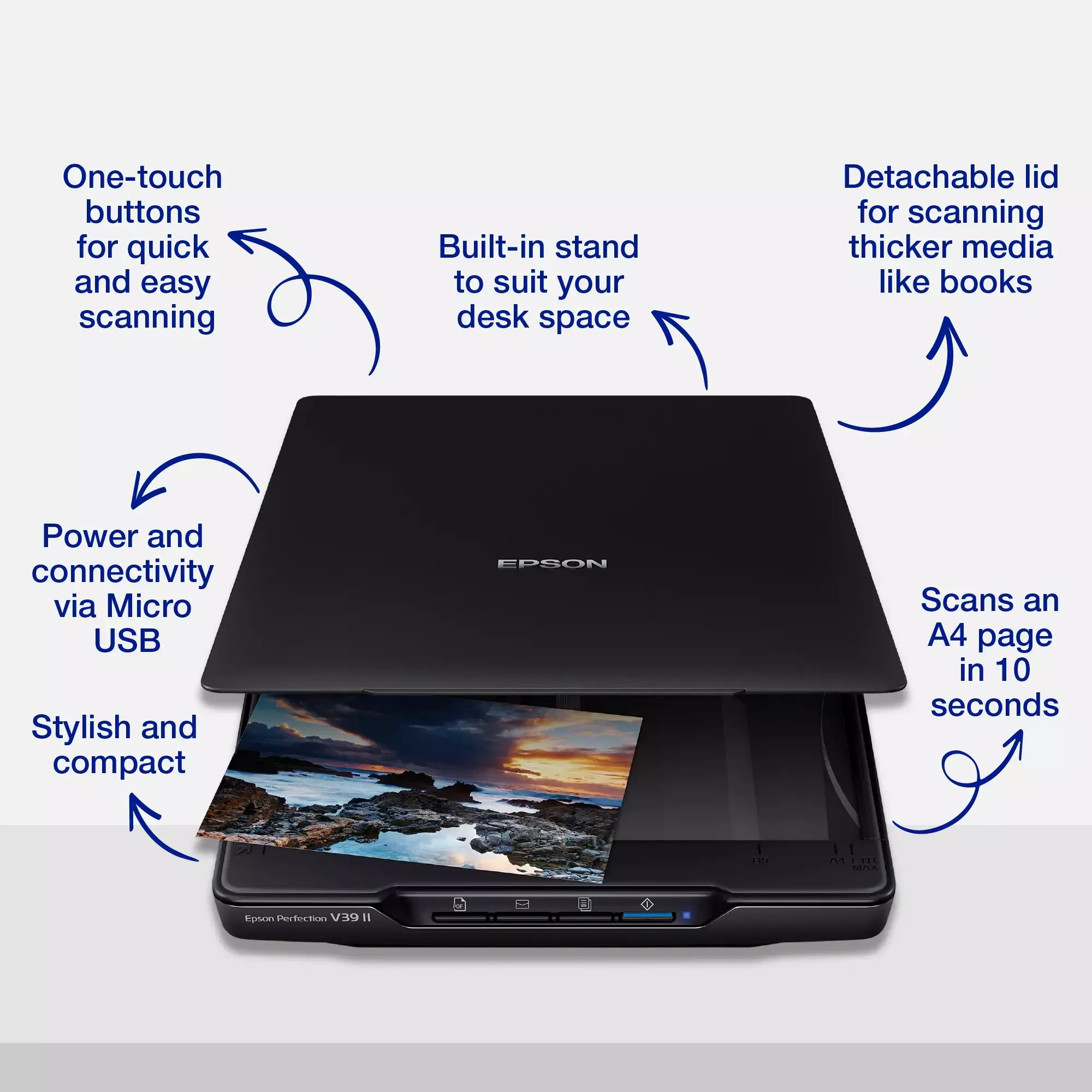 Epson Perfection V39II A4 პლანშეტური სკანერი