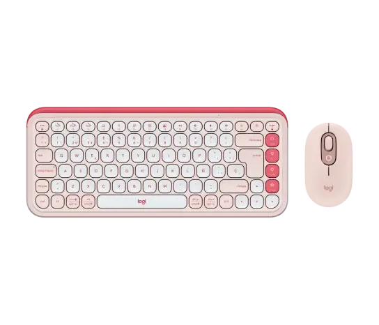 Logitech POP Icon Keyboard, + Mouse (Combo) Rose & Off White
