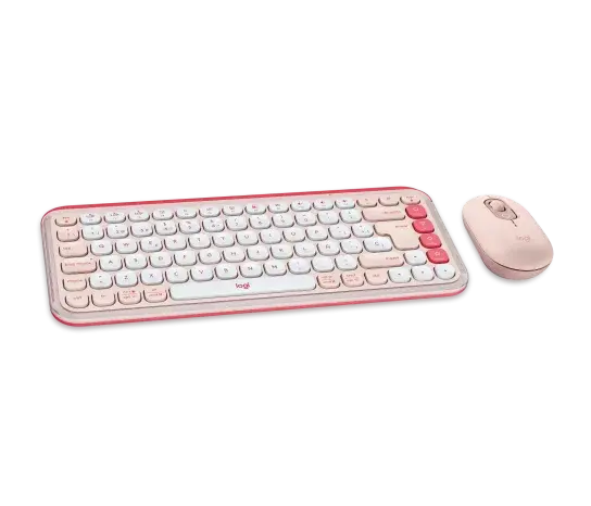 Logitech POP Icon Keyboard, + Mouse (Combo) Rose & Off White