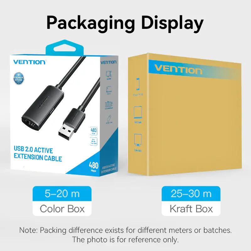 Vention CBKBN, USB 2.0 Type-A Male to Type-A Female Active Extension Cable 15M Black