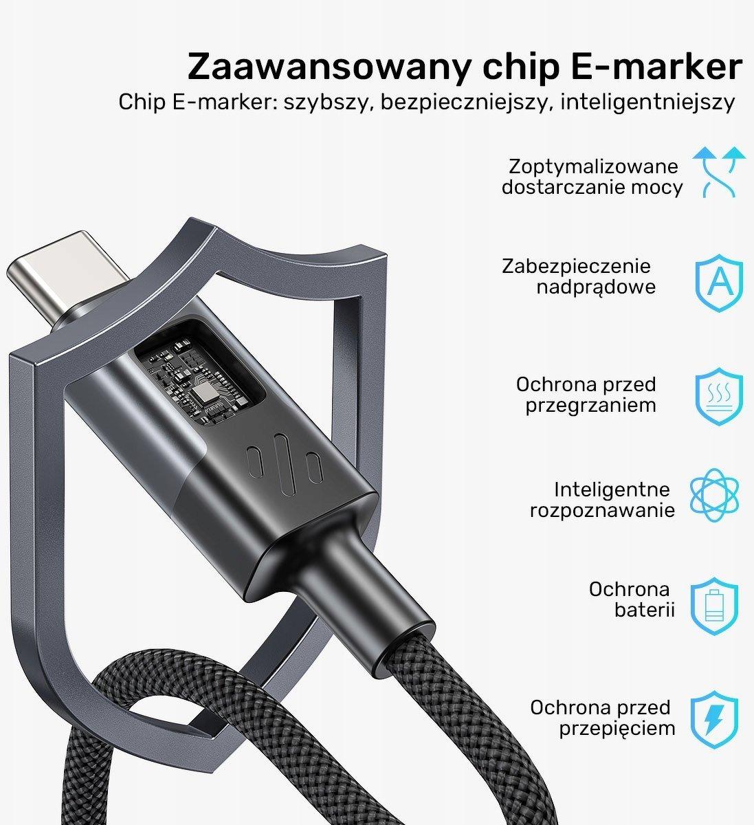 Unitek C14158ABK01-1M BLACK 2M USB-C PD 60w charging cable with LED Display
