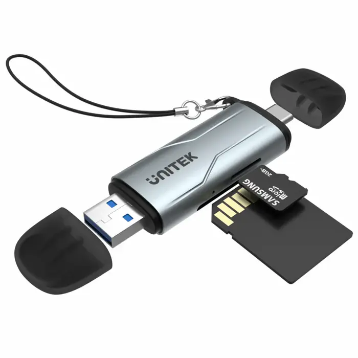 Unitek R1010A Card Reader, USB A/C to Micro SD/SD Card Reader