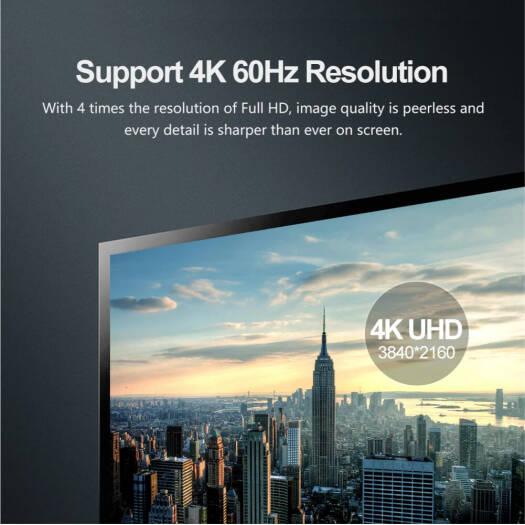 Unitek Y-C609BK Cable, DisplayPort 1.2 Cable 4K 60Hz 3M