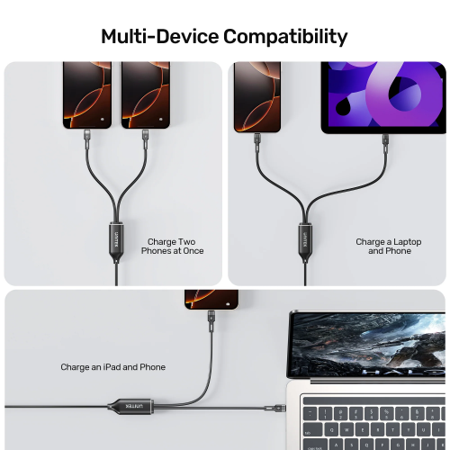 Unitek C14146A Cable, PD100W 2-in-1 USB-C Charging Cable 1.8M