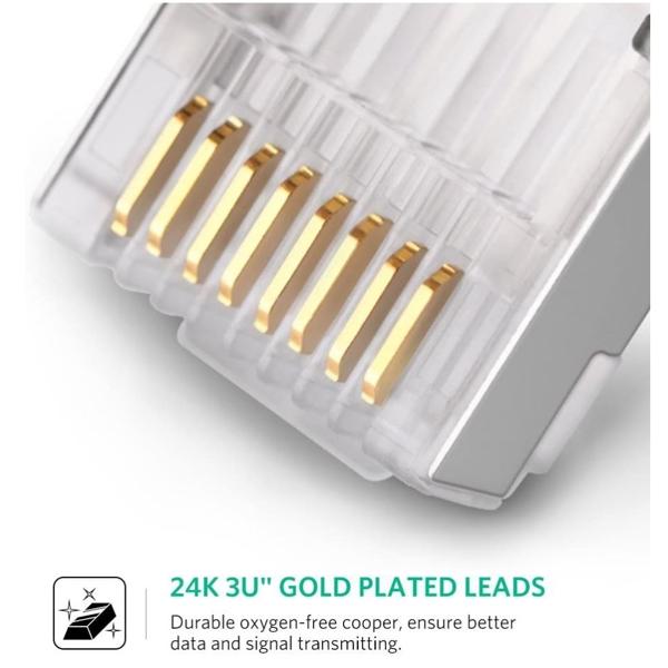 NW111 UGREEN (50248) Cat 6 Shielded Crystal Head 100 Pack (23 AWG)