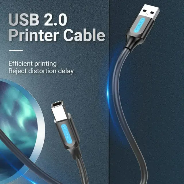 COQBJ Vention USB 2.0 A Male to B Male Cable 5M Black PVC Type