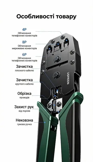 UGREEN NW304 Crimping Tool, Black/Green