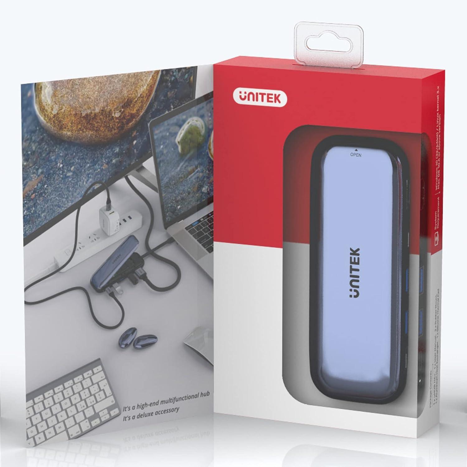 Unitek D1046A 6-in-1 USB-C 10Gbps Hub with M.2 SSD Enclosure 2*USB-A+USB-C 10Gbps+PD100W+HDMI 4K60Hz+M.2 PCIe/NVMe SSD